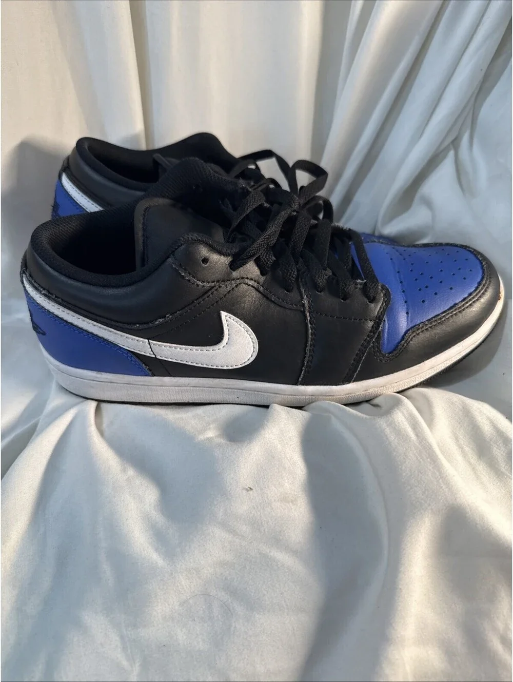 Nike Air Jordan 1 Low Royal Toe Black Blue White 553558-042 Mens 8.5